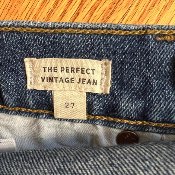 Madewell Jeans Womens 27 Perfect Vintage Blue Denim High Rise Raw Hem - Picture 6 of 12